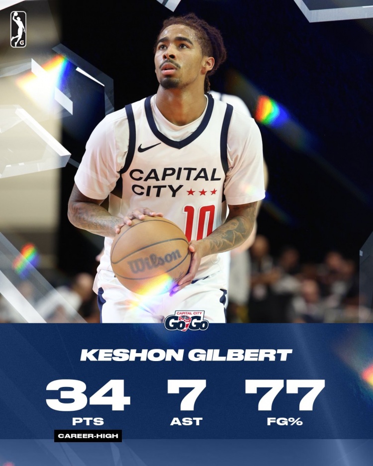 美记：老鹰与后卫凯申·吉尔伯特签下一份双向合同